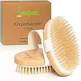 lampox® Trockenbürste [2er Set], Körperbürste, Peelingbürste, Massagebürste, Peeling, Badebürste zum Entfernen abgestorbener Haut, verbessert Lymphfunktion, Lymphdrainage, gegen C