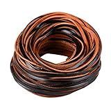 FLOFIA 20m x Ø 3mm Flach Lederband Schwarz Lederriemen Lederbänder zum basteln Flach L