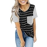 MIALIFEX Damen-T-Shirt, lässig, gestreift, bedruckt, kurzärmelig, für den Sommer Gr. M, b