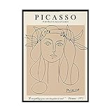 Picasso Wand Bilder abstrakte Pflanze Mädchen Linie Gesicht Poster & Kunstdrucke Vintage Leinwand Bild Wohnzimmer Home Nordic Style Bilder Dekor 50x70cmx1 No F