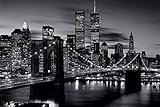 1art1 New York - Brooklyn Bridge Bei Nacht S/W Poster 91 x 61