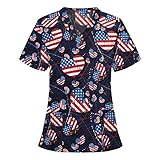 Damen Tops Valentinstag Geschenk Teen Mädchen Shirts Workwear Liebe Herz Gedruckt Kurzarm V Ausschnitt T-Shirt Casual Flowy Tunika Bluse Tops Pullover, mehrfarbig, M