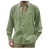 Poryu Sommer Herren Shirt Regular Fit Casual Lässige Umlegekragen Knopf Strand Langarm Top Bluse für modische Männer langärmeliges Bluse Interessant H