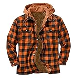 Finetyu Herren Hoodie Jacke mit Lange Ärmel Plaid Chest Pocket Fleece Kordelzug Kapuzenjacke Karohemd Kapuzenhemd Hemdjacke Leichte Freizeitjacke Holzfällerhemd mit Kapuze gepolsterte lose Ob