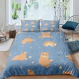 Bettwäsche 140x200 Brauner Hamster, Warm kuschel bettbezug für Winter, 1 x bettbezüge und 2 x Kissenbezug 80x80 cm mit Haltbar reiß