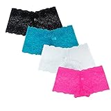 Beokeo Sexy Spitze Boyshorts Panties Cheeky Bikini Unterwäsche für Frauen 4er Pack, 4 Stück, Larg