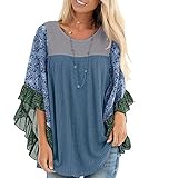 Damen-Shirt, kurzärmeliges T-Shirt mit V-Ausschnitt, für Damen, lässiges Bluse, Herbst und Winter, (#001) blau, XX-Larg