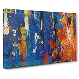 Big Box Art Abstract Vol.470 by S.Johnson Leinwandbild, gerahmt, 76 x 50 cm, Blau, Rot, Braun, B