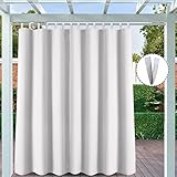 Outdoor Vorhang Klettverschluss 255x215cm GrauWeiss Extra Breit Wasserdicht Sonnenschutz Winddicht - Seitlicher Sichtschutz Ohne Bohren für Balkon T