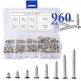 LEBENSWERT Schrauben Set 960 Stk, Selbstschneidende Schrauben Sortiment Set Box M2 x (4 mm - 20 mm), Kohlenstoff Kreuzschlitzschrauben Senkkopfschrauben Flachkopf Holzschrauben für Kunststoff H