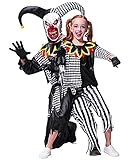 IKALI Kinder Clown Kostüm Jungen Mädchen Halloween Narrenanzug Sinister Rollenspiel Kostüm Outfit 5 Stück