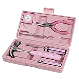 Haushalt Werkzeug Set- 7-teilig von Trimate, Set beinhaltet , Set beinhaltet - Hammer, Schraubenschlüssel,Maßband, Zange (Werkzeug Kit für Zuhause, das Büro, oder Auto) (Rosa)