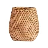 Bexdug Rattan-Stiftehalter, Handgefertigter Stifthalter,Stiftehalter aus reinem, atürlichem Rattan, Schreibtisch Bleistift Caddy, ​Make-up Pinsel Org