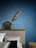Tapete Blau uni modern metallic ruhig und blaue Vliestapete für Wohnzimmer, Schlafzimmer, Flur oder Küche blau, petrol, Glanz made in Germany - 10,05 m x 0,53