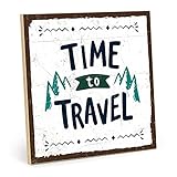 TypeStoff Holzschild mit Spruch – Reise – im Vintage-Look mit Zitat als Geschenk und Dekoration zum Thema Urlaub, Wandern und Entdeck