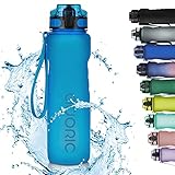 Adoric Sport Trinkflasche, [BPA Frei Tritan] 1L Auslaufsicher Kunststoff Wasserflasche Sport, Sportflasche Fahrrad für Camping Freien, Outdoor, Yoga, Gym,B