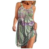 Damen Sommerkleid Sommerkleider Kurz Elegant Knielang Sexy A Linie Leicht Strandkleid Partykleid Swing Kleid Ärmelloses Tank Kleid Minikleider Sommer Strandkleider Midikleid Freizeitk