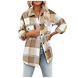 Damen Mantel Kariertes Pullover Plüschjacke Asymmetrische Streifen Farbblock Jumper Revers Mantel Warm Strickpullover Retro Style Karo Sweater Knopfverschluss Winterpullover Geschenk für F