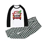ROYIYI Weihnachten Schlafanzug Familie Damen Herren Kinder Junge Mädchen Baumwolle Weihnachtspyjamas Set Hirsch Muster Shirt Top Kariert Pyjamashose Christmas Pyjamas Hausanzug