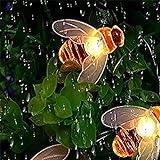 Solar Gartenleuchten - Biene Solarleuchten Garten im Freien, 5 m / 16.4Ft 20 LED Honigbienenfee Lichterketten Wasserdichte Solarbetriebene Lichterketten für Garten, Heimat, Zuhause(Warmweiß)