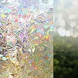 3D Nicht klebende statische dekorative Sichtschutzfolie, Regenbogeneffekt Selbstklebende Folie Anti-Ultraviolett-Glasaufkleber U 45x300