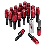 EVGATSAUTO Radverlängerte Radmuttern, 20 STÜCKE Verlängerte Radschrauben M14x1.5 Stahl 28mm/1,1 Zoll Gewinde mit Hülse Universal für Auto(rot)