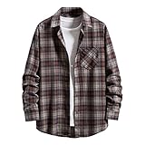 Finetyu Herren Kariert Jacke Gefüttert Warm Winterjacke Karo Mantel Warme Langarm Innenfutter Thermohemd Hemdjacke Hoodie Holzfällerhemd Outdoorjacke Winterparka Lässiges Button Down Hemd mit T