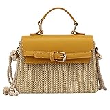 LINMAN Mode Box Stil Frauen gewebt Tasche Sommer Strand umhängetasche Frauen strawgriff Handtasche Frauen kausal Crossbody Tasche Frauen (Color : Yellow)