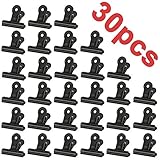 30PCS Kleine Bulldogge Büroklammern,Multi-function clip for klammern für fotos, office and kitchen (Schwarz，22mm)