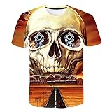 Pink Skull Top Kurzarm 3D T-Shirt Totenkopf T-Shirts für Damen Fahrrad für Herren XXL