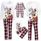 Schlafanzug Damen Lang für Herren Kind Weihnachten Nachtwäsche Hausanzug Elf Pyjamas Kleidung Kuschelig Weihnachtsschlafanzüge Outfit Weihnachtskostüm Weihnachts-Geschenk