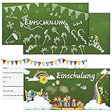Einladung Einschulung mit Umschlag，Einladungskarten mit Umschlag für Kinder Erster Schultag Karte Einladungen Einschulung für Junge Mädchen Schuleingang Einladung für Schulanfänger und Schule(8er Set)