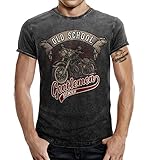 Biker T-Shirt im Washed Jeans Look: Oldschool Gentlemen L