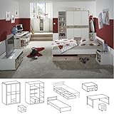 Wimex Babyzimmer Set Jalta, bestehend aus Schrank, Bett, Bettschubkästen, Nachtschrank, Liegefläche 90x200 cm, Weiß/ Absetzung Eiche Säg