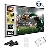 UTEBIT Projektion Leinwand 60 Inch Projector Screen Beamer Leinwand 16:9 Projektionswand Faltbar 4K Filmleinwand mit 8 Hooks für Außen- und Innenbereich, Heimkino, H