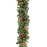 180cm,Weihnachtsgirlande Beleuchtet,Tannengirlande LED-SchnurBeleuchtet Weihnachtstürdekor, Künstliche Weihnachtskränze,Christmas Hanging Decoratio,Wand Ornament mit Tannenzap