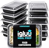 [10er Pack] 1-Fach Meal Prep Container Von Igluu - Essensbox, Lunchbox Mikrowellengeeignet, Spülmaschinenfest Und Wiederverwendbar - Luftdichter Deckelverschluss, BPA F