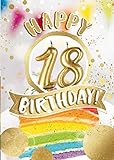 bentino Geburtstagskarte XL mit leuchtenden 'KERZEN' zum AUSPUSTEN, Spielt den Song 'Happy', DIN A4 Set mit Umschlag, Glückwunschkarte zum 18. Geburtstag, Grußkarte 'Great Cards' von b
