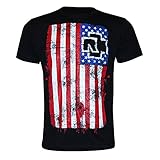 Rammstein Herren T-Shirt Amerika Offizielles Band Merchandise Fan Shirt schwarz mit mehrfarbigem Front und Back Print (4XL, Schwarz)