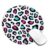 Leopard Skin Fashion 80er Jahre Mauspad Runde Gaming Mousepad Personalisierte Kunstdruck Mauspad für Computer Laptop & PC für Schreibtisch O