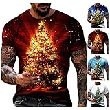 HEVÜY Weihnachten Herren und Damen T-Shirts lässige Kurzarm-Rundärmel Sommeroberteile Kurze Ärmel,Weihnachten Blusen Tops Buchstaben Sommertops Kurze Ärmel Mode B