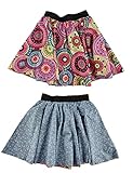 Sunsa Mädchen Minirock mit Gummizug, bunt Wenderock/Drehrock Baumwolle Rock, 2 optisch Verschiedene Kinder Mini Rock in einem, Sommerrock kurz, Girls Cute Skirt, Kid´s Kleidung, Coole S