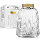 Goldthal®️ Design Vase Glas mit Messing H 21cm, ideal für Pampasgras, Trockenblumen, Blumenstrauß, perfektes Hochzeit, Jubiläum, Geburtstags- Geschenk für Frau oder F