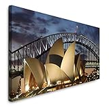Paul Sinus Art GmbH Oper in Sydney bei Nacht 120x 50cm Panorama Leinwand Bild XXL Format Wandbilder Wohnzimmer Wohnung Deko Kunstdruck