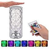 Puhui LED Tischlampe aus Kristall, Moderne Kreativität Acryl Diamant Nachttischlampe Touch und Dimmbar [16 Farben & 4 Modi ] Mit Fernbedienung, RGB Farbwechsel Nachtlicht für Schlafzimmer, W