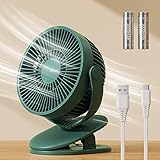 JISULIFE 4000 mAh Tischventilatoren Ventilator, leise & schmaler Schlitz Design, 4 Geschwindigkeiten, Max 14 Stunden, ideal für Bett, Schreibtisch, Autositz, Büro, Schlafzimmer - Dunkelgrü