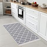 BOHO HOME Teppich Läufer Flur - Teppiche für Wohnzimmer, küchenteppich, Schlafzimmer, Kinderzimmer, Badezimmer, Waschbar - Boho Deko - Grau , Größe: 60 x 120