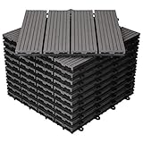 ECD Germany WPC Terrassenfliesen 30x30 cm 55er Spar Set für 5m² Anthrazit in Holzoptik für Garten Balkon Bodenbelag mit Drainage und Klicksystem Terrassendielen Balkonfliesen Klickfliesen H