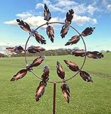 Unique and Magical Metal Windmill - Windrad Windmühle Metall,Windrad Garten Deko,Windrad Spinner mit metallischem Windspiele,Windfänger Windmobile Garten Dekor,Kinetischer Windspiner (B Messing)