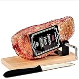 Ohne Knochen Serrano Mini Schinken 1 kg. – Inklusive chinkenhalter und Schneidemesser –Gereift vakuumverpackt – Ideal zum Snack und Tap